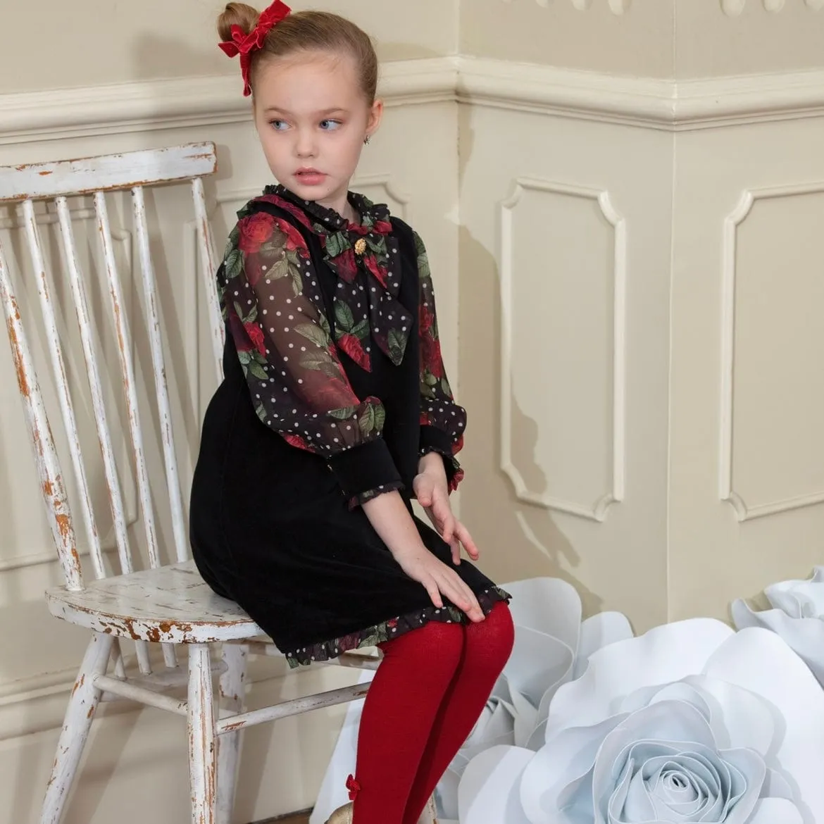 PATACHOU - Floral Velvet Dress - Black