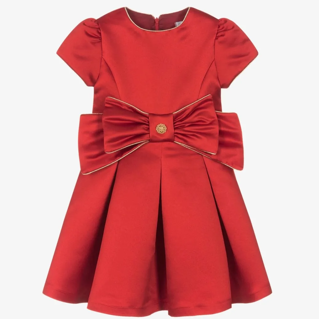 PATACHOU - Satin Bow Party Dress - Red