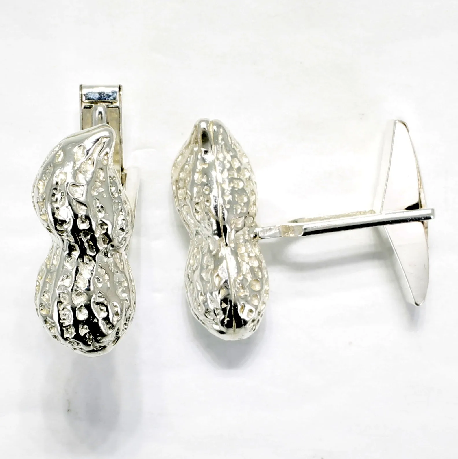 Peanut Cuff Links for him with 925 Sterling Silver Whole Shell Peanuts