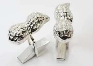 Peanut Cuff Links for him with 925 Sterling Silver Whole Shell Peanuts