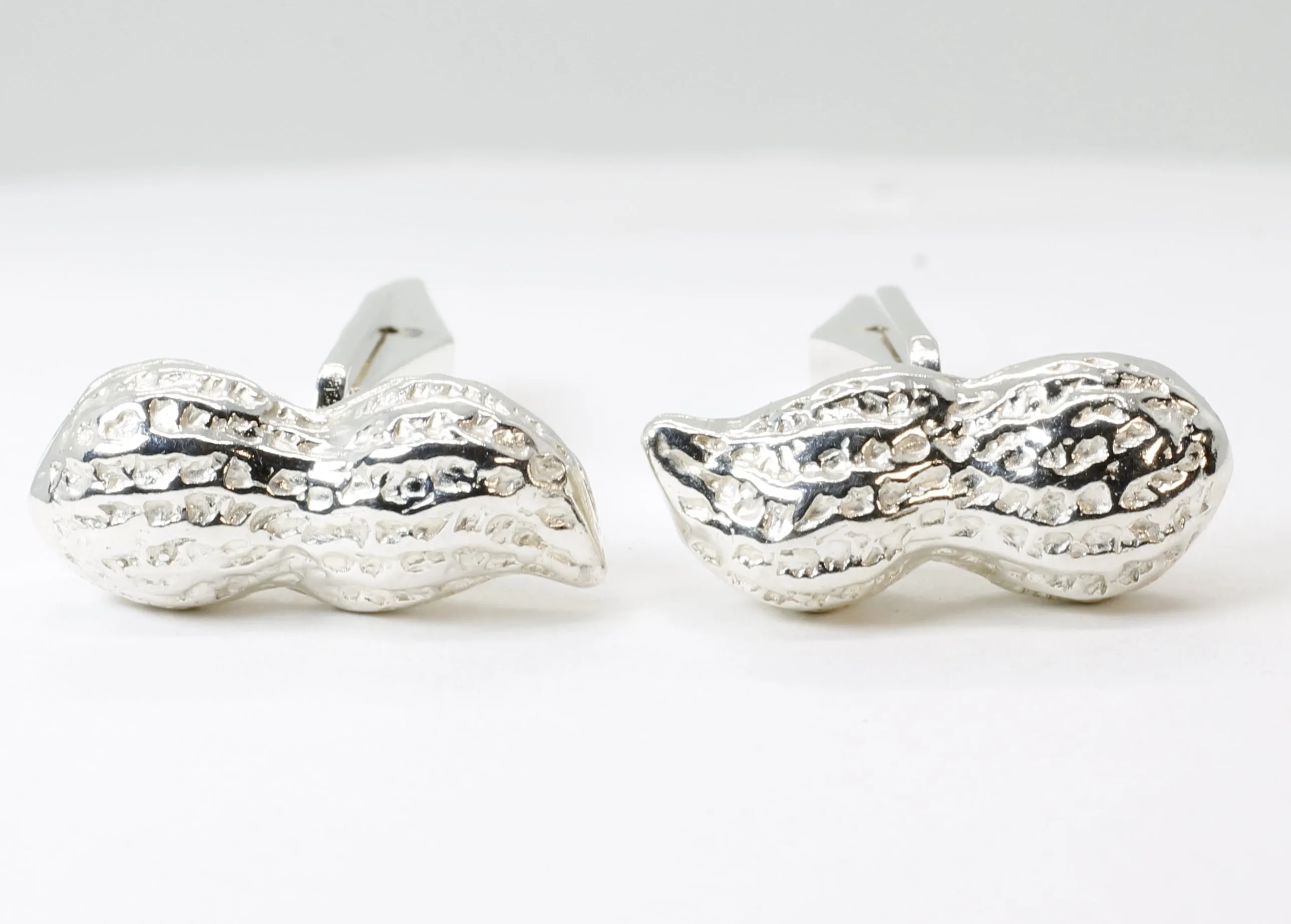 Peanut Cuff Links for him with 925 Sterling Silver Whole Shell Peanuts
