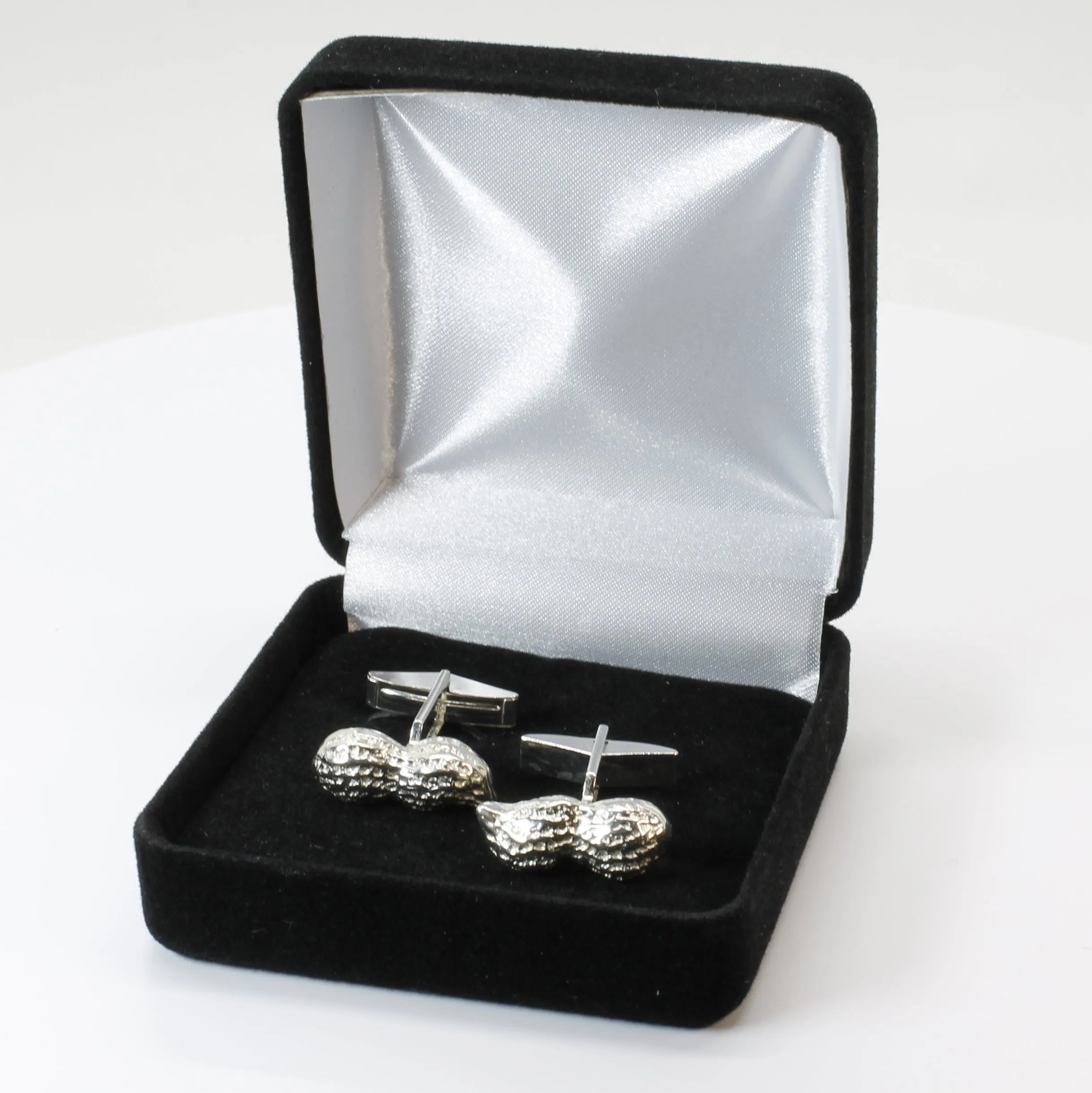 Peanut Cuff Links for him with 925 Sterling Silver Whole Shell Peanuts