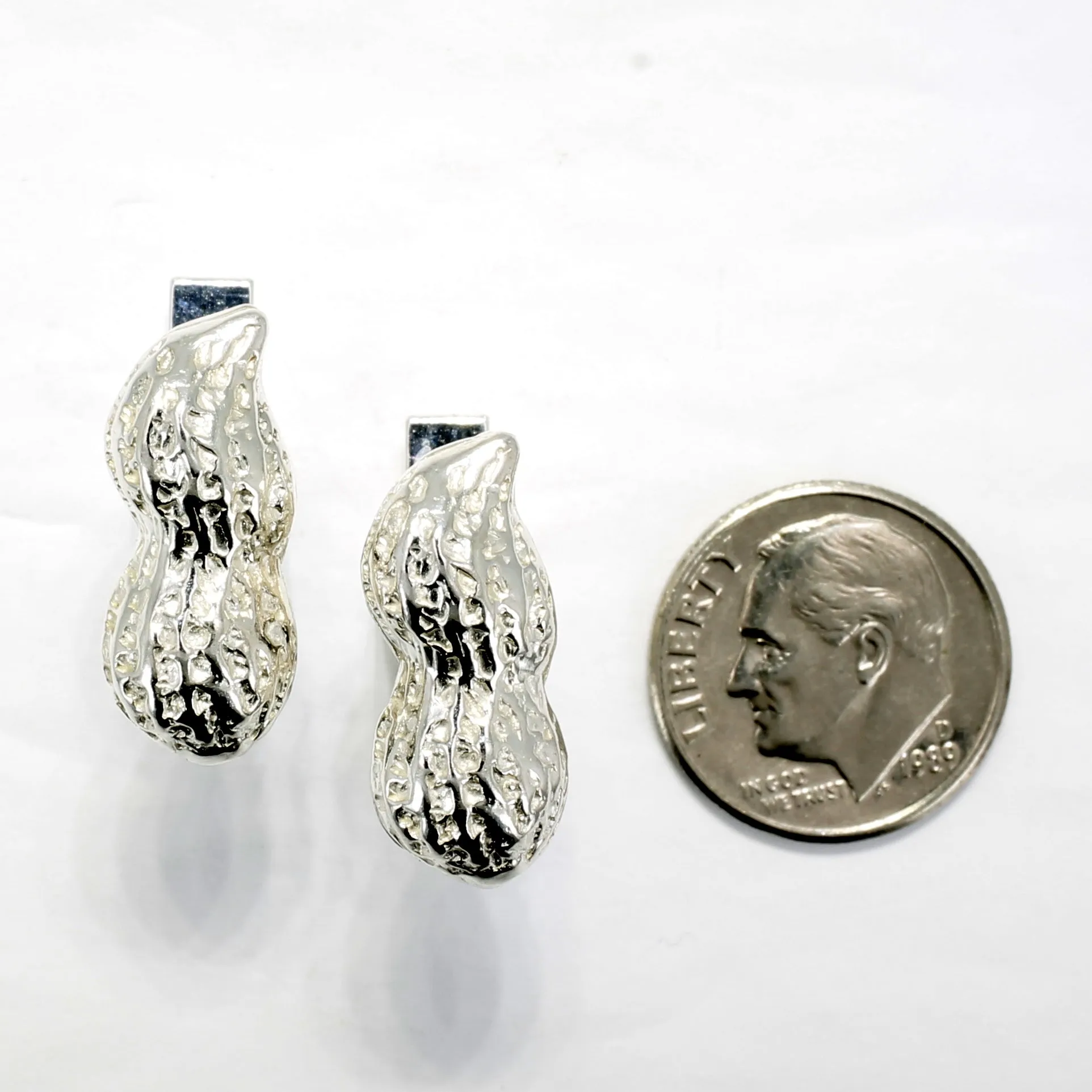 Peanut Cuff Links for him with 925 Sterling Silver Whole Shell Peanuts