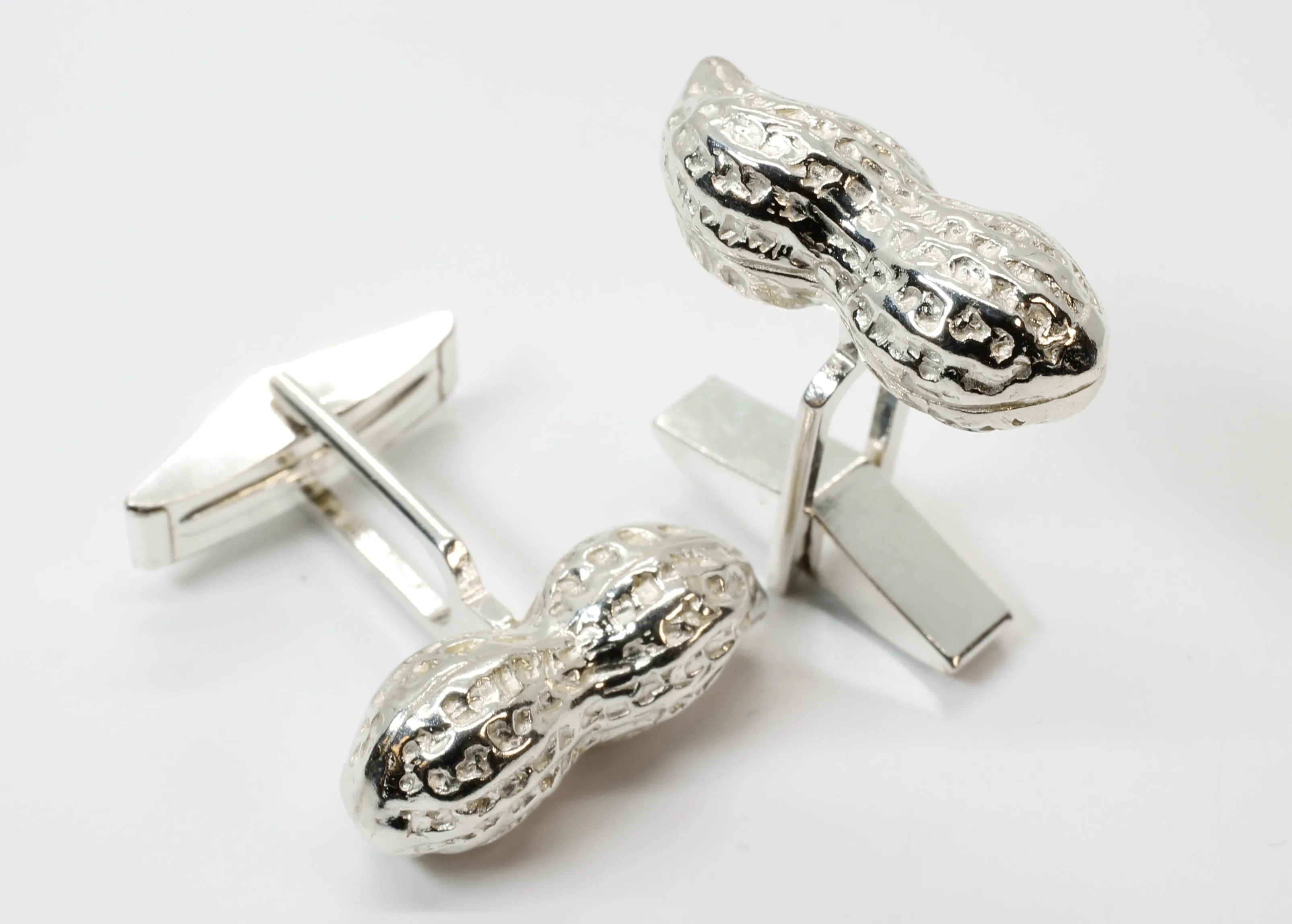 Peanut Cuff Links for him with 925 Sterling Silver Whole Shell Peanuts