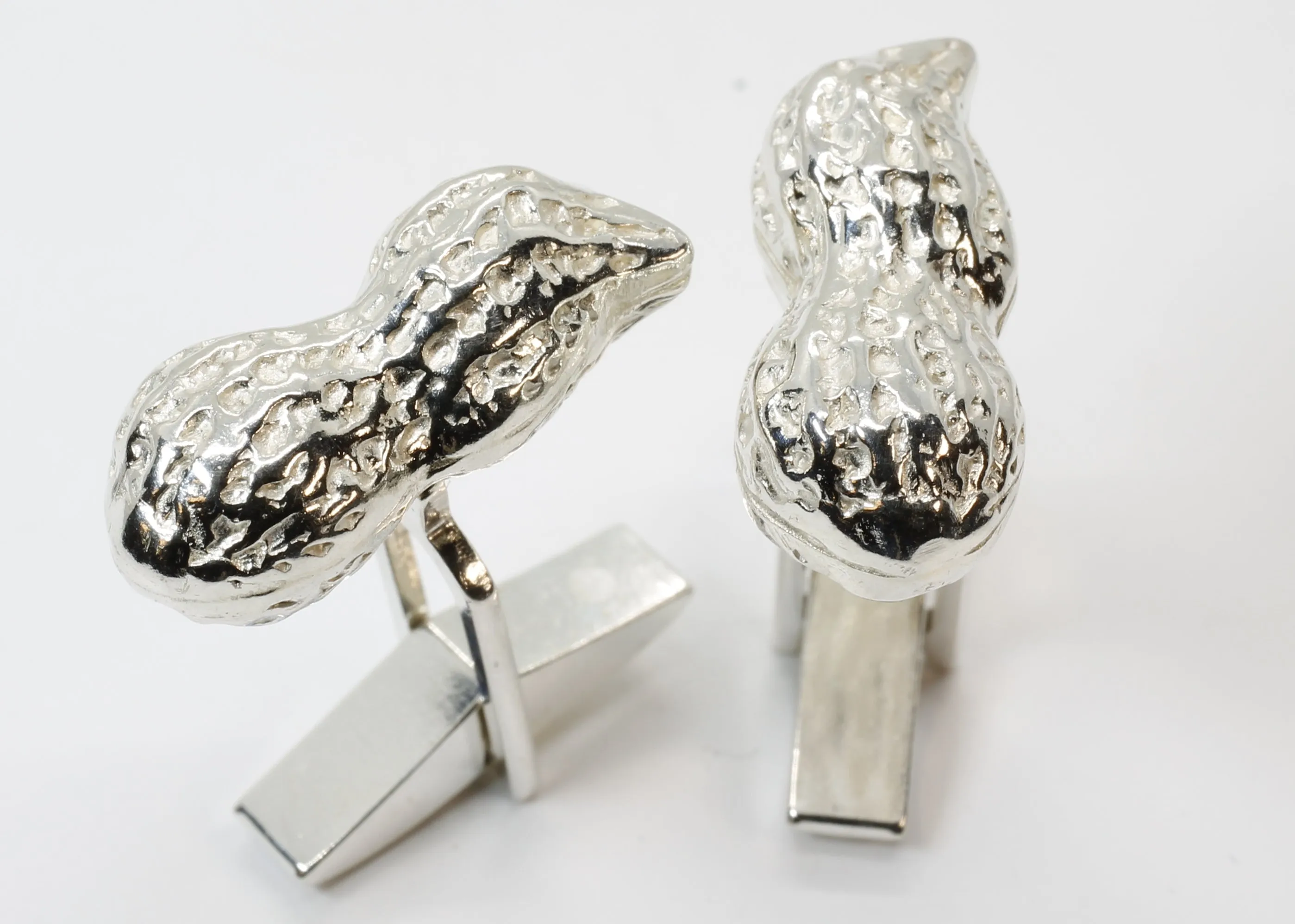 Peanut Cuff Links for him with 925 Sterling Silver Whole Shell Peanuts