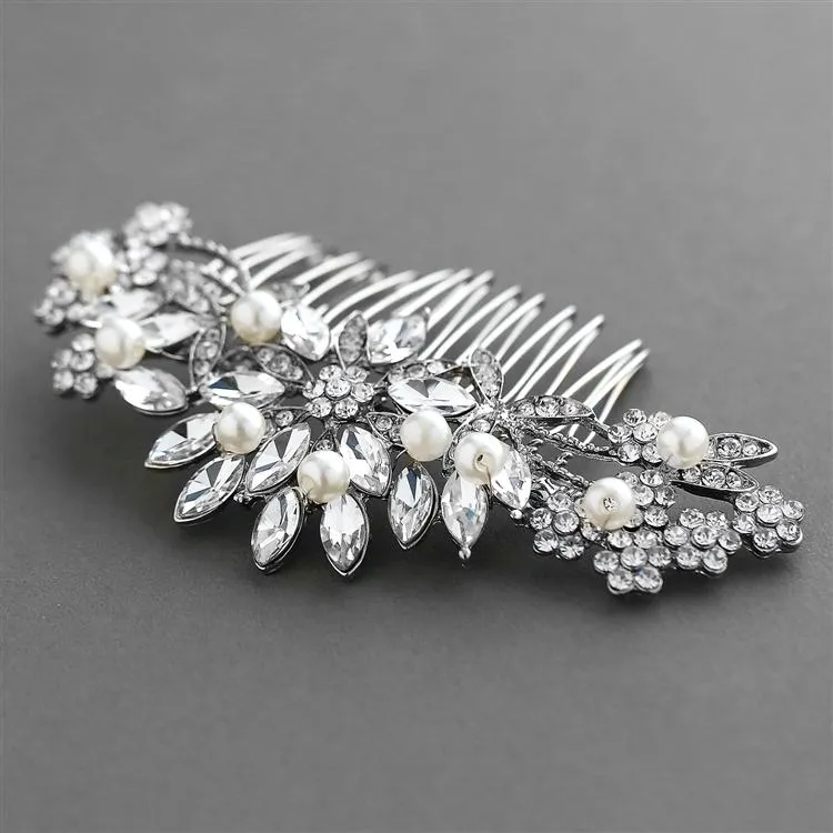 Pearl, Crystal & Lucite Sunburst Hair Comb