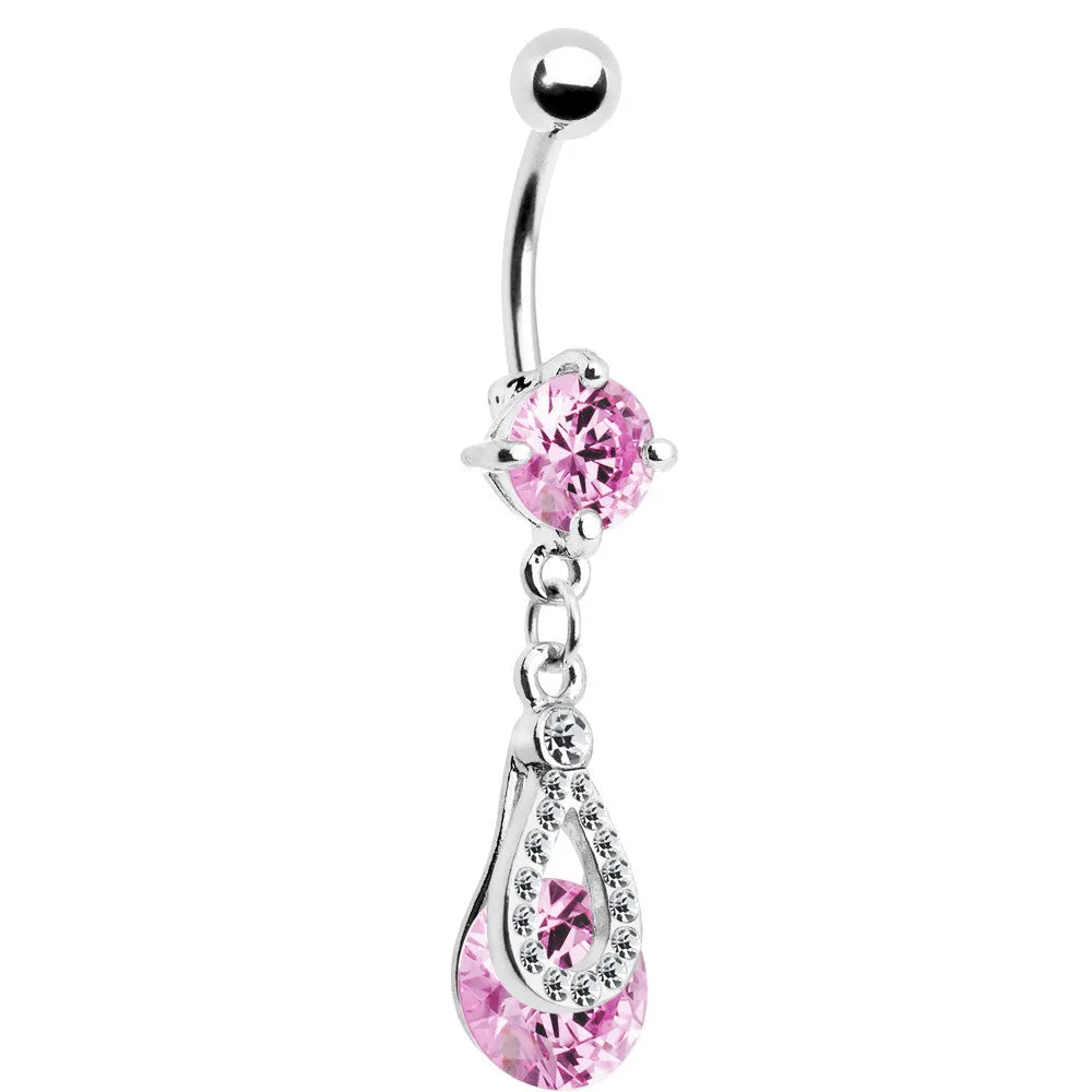 Pink Gem Elegant Drop Belly Ring