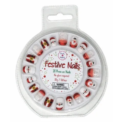 Pink Poppy Christmas Press On Nails