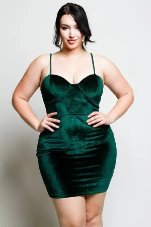 Plus Size Bustier Soft Velvet Dress [SALE]
