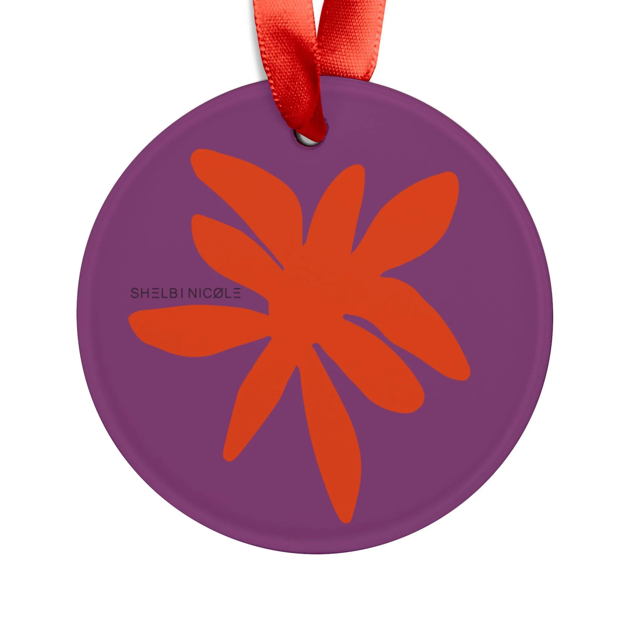 Purple & Red Acrylic Ornament with Ribbon by Shelbi Nicole