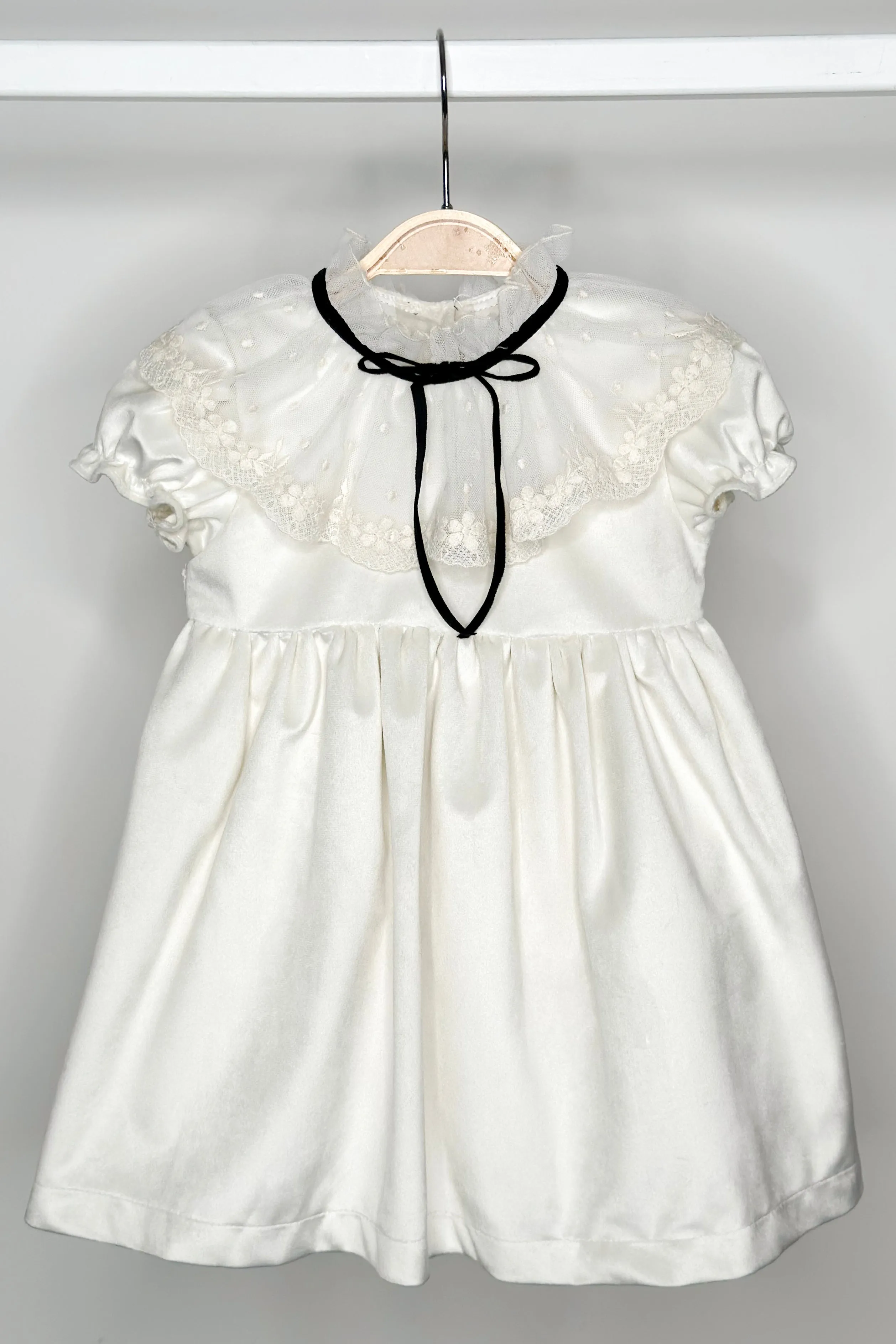 "Emmeline" Ivory Velvet Lace Dress
