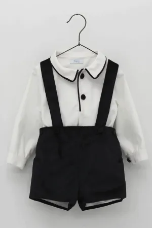 "Franklin" White Shirt & Black Velvet Shorts