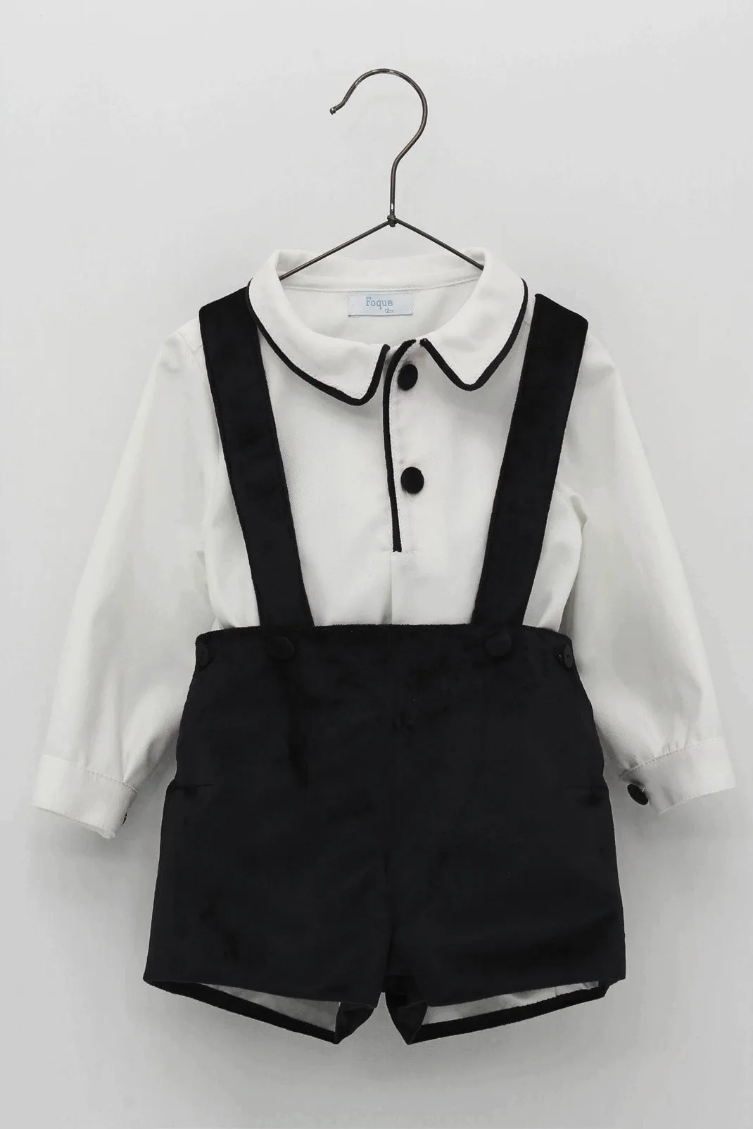 "Franklin" White Shirt & Black Velvet Shorts