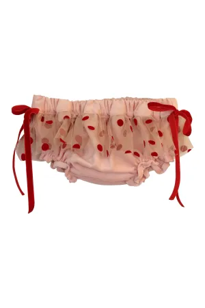 "Rosie" Pink & Red Polka Dot Velvet Bloomers