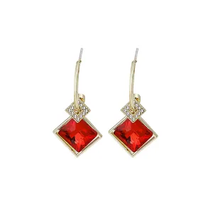Red Princess Crystal & Clear Cubic Zirconia Huggie Earrings