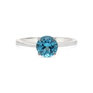 Round Blue Topaz Ring in Sterling Silver