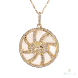 Salt & Pepper Diamond Pendant with Mother Of Pearl