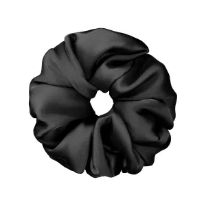 Satin Charmeuse Medium Black Scrunchie