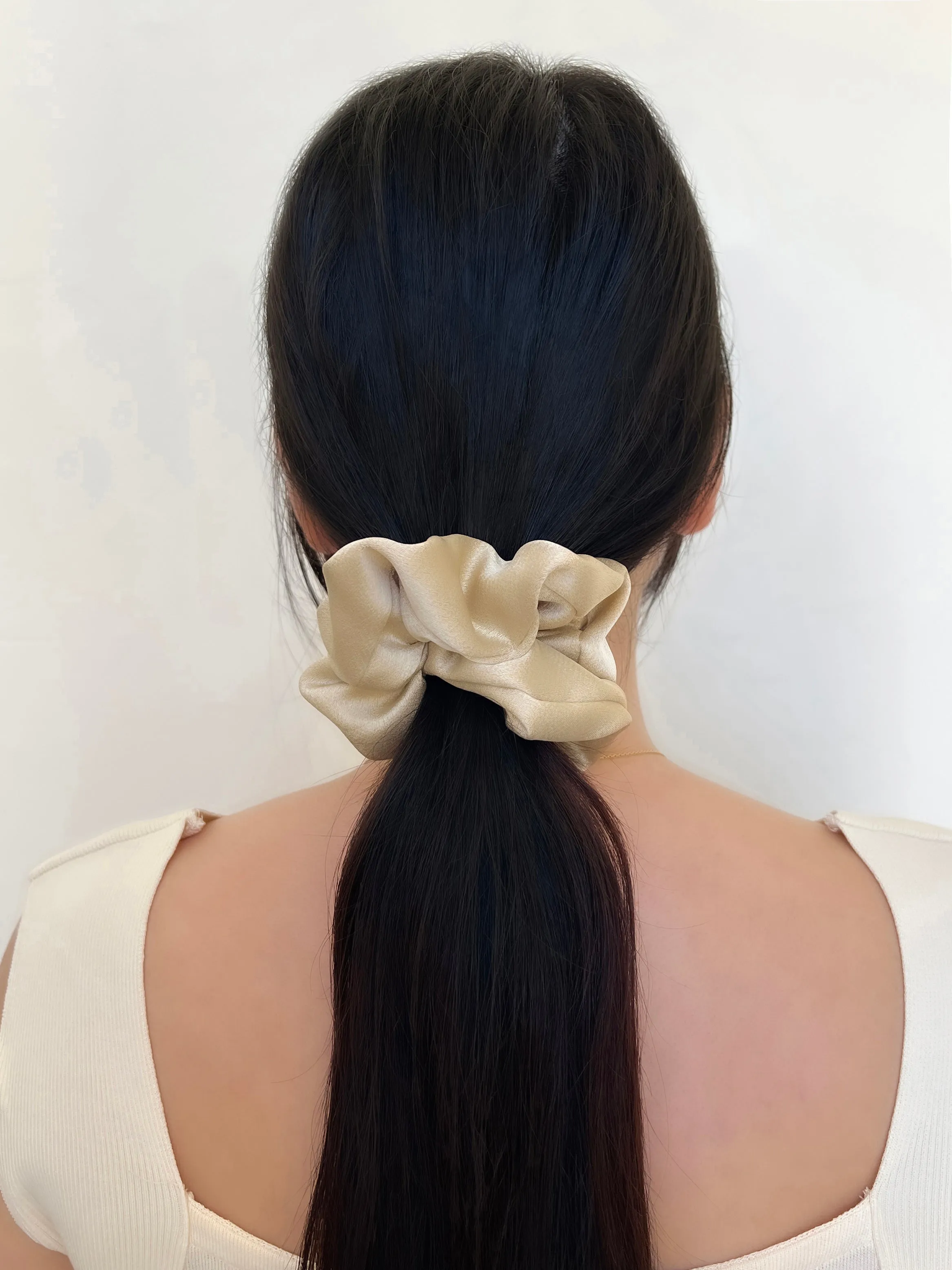 Satin Medium Gold Scrunchie