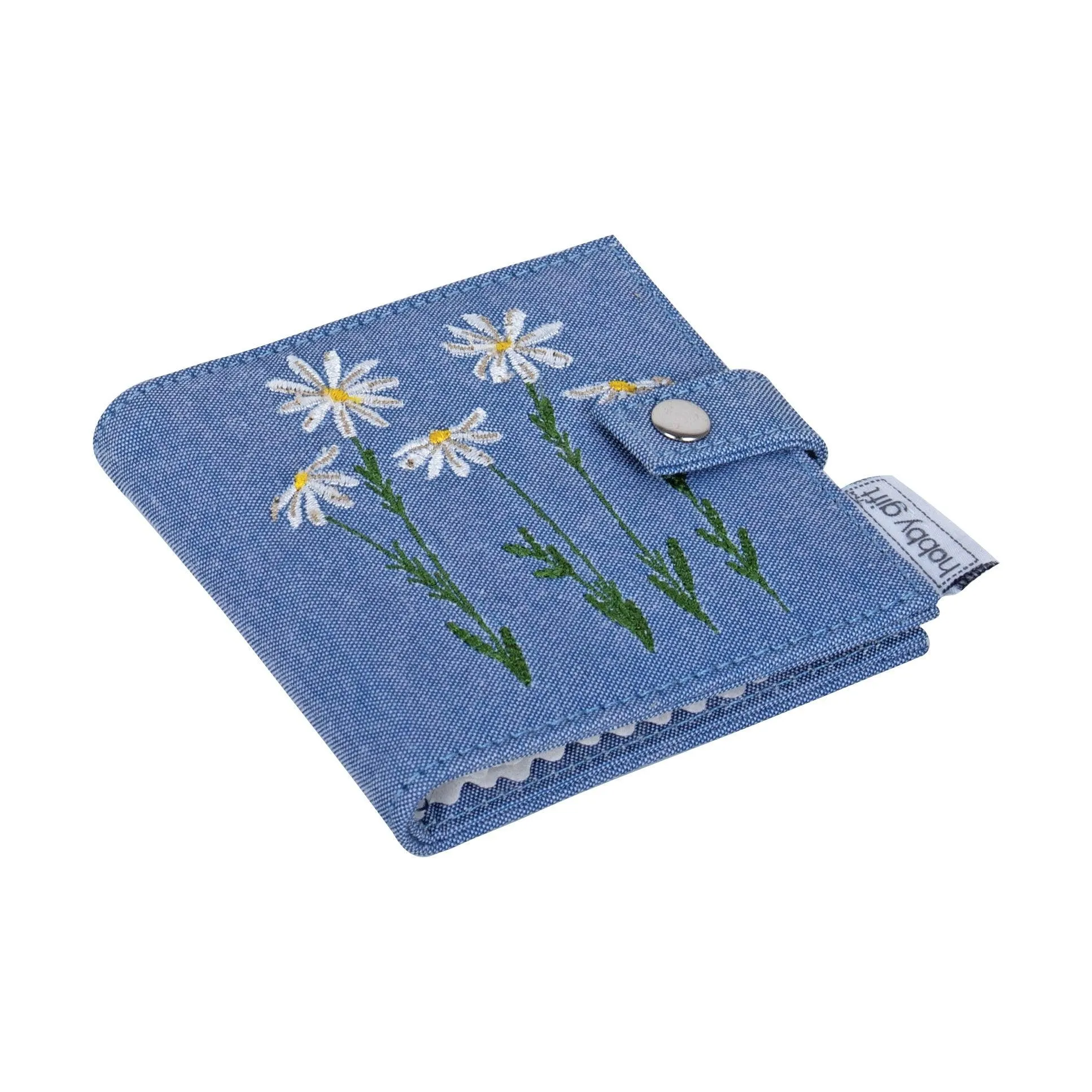 Scissor & Needle Case | Hobby Gift | Embroidered Denim Daisies