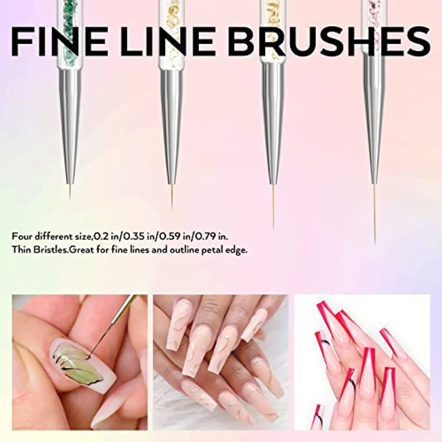 SHAREALL Nail Art Brushes 13PCS with Acrylic Nail Brush Nail Art Liner Brushes Extension Gel Nail Brush 3D Nail Art Brush Nail Dotting Pen Double-ended Nail Art Design Painting Tools Set for Manicure