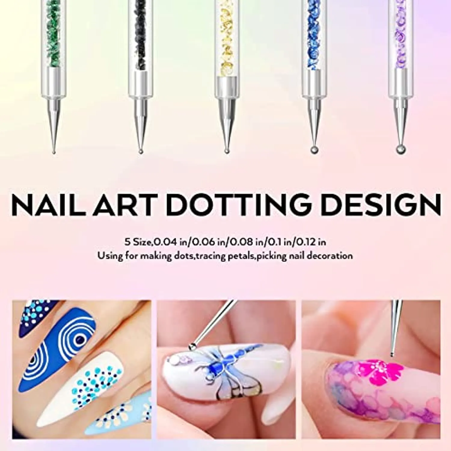 SHAREALL Nail Art Brushes 13PCS with Acrylic Nail Brush Nail Art Liner Brushes Extension Gel Nail Brush 3D Nail Art Brush Nail Dotting Pen Double-ended Nail Art Design Painting Tools Set for Manicure