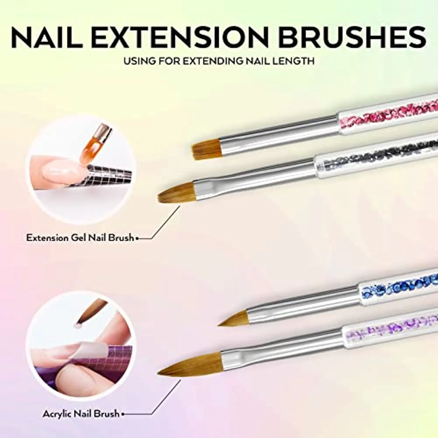 SHAREALL Nail Art Brushes 13PCS with Acrylic Nail Brush Nail Art Liner Brushes Extension Gel Nail Brush 3D Nail Art Brush Nail Dotting Pen Double-ended Nail Art Design Painting Tools Set for Manicure
