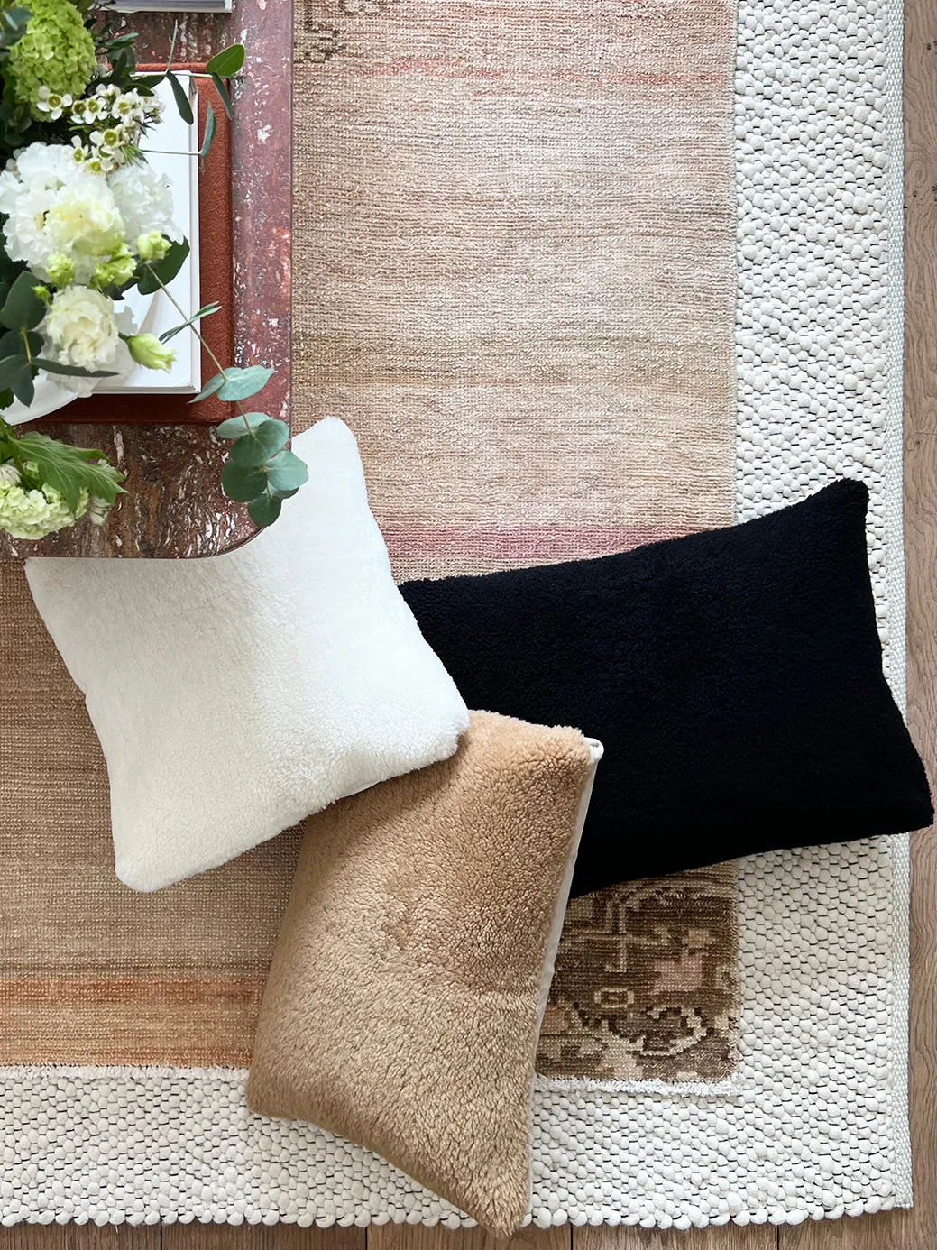 Shearling square(ish) pillow in black