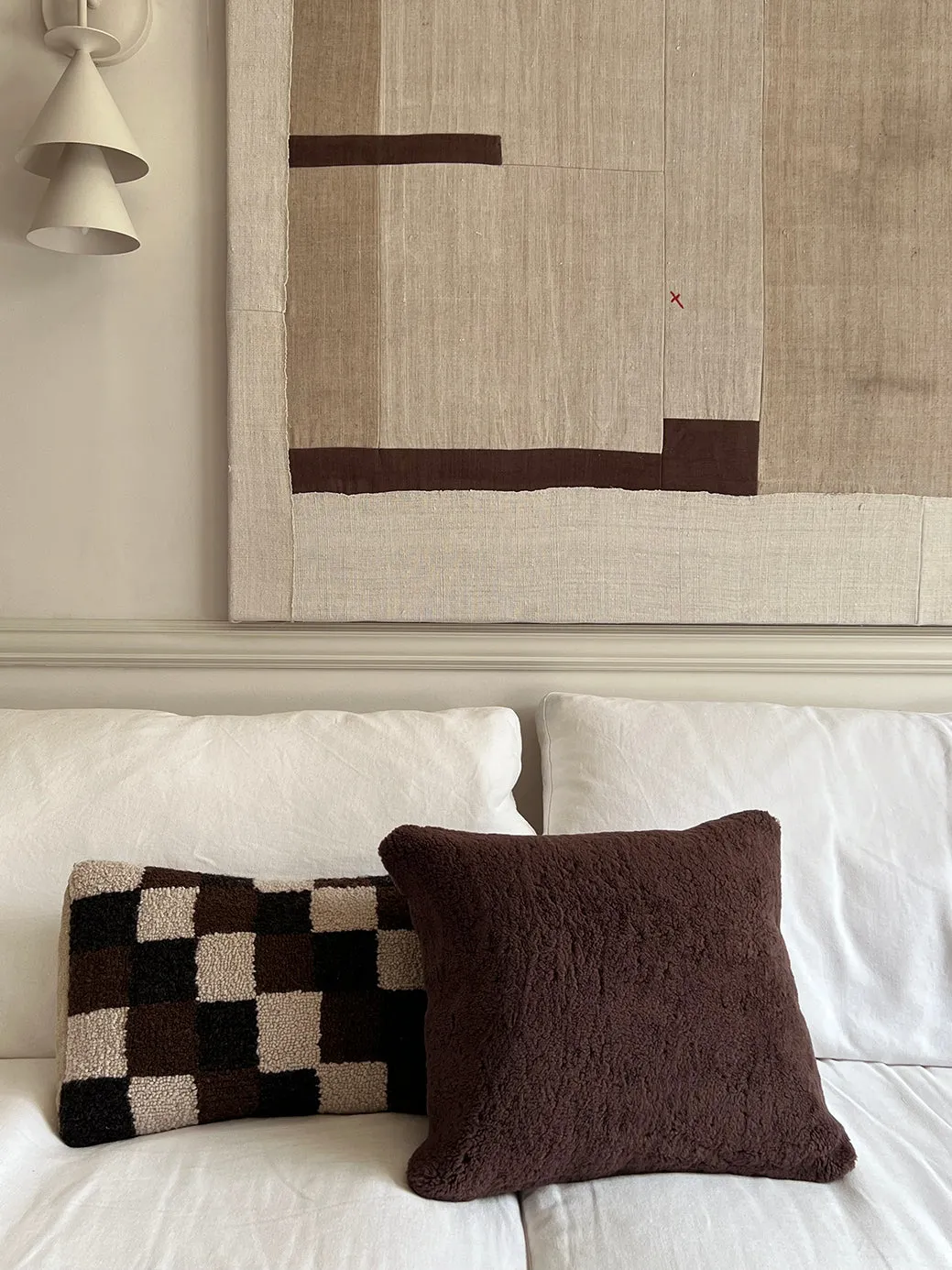Shearling square(ish) pillow in chocolate