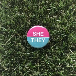 She/They Pin-back Button