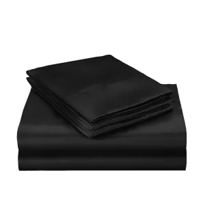 Silk Satin Quilt Duvet Cover Set in Single Size in Black Colour