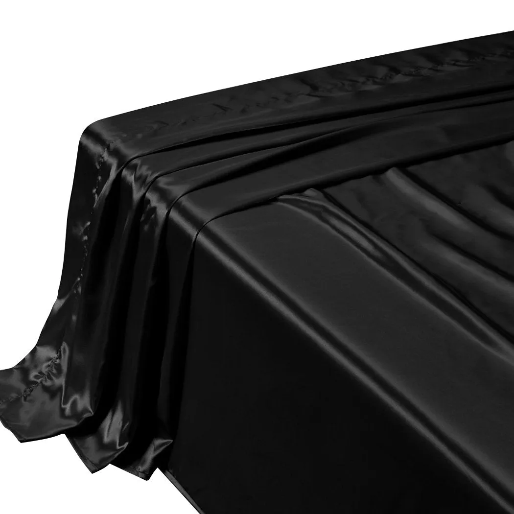 Silk Satin Quilt Duvet Cover Set in Single Size in Black Colour