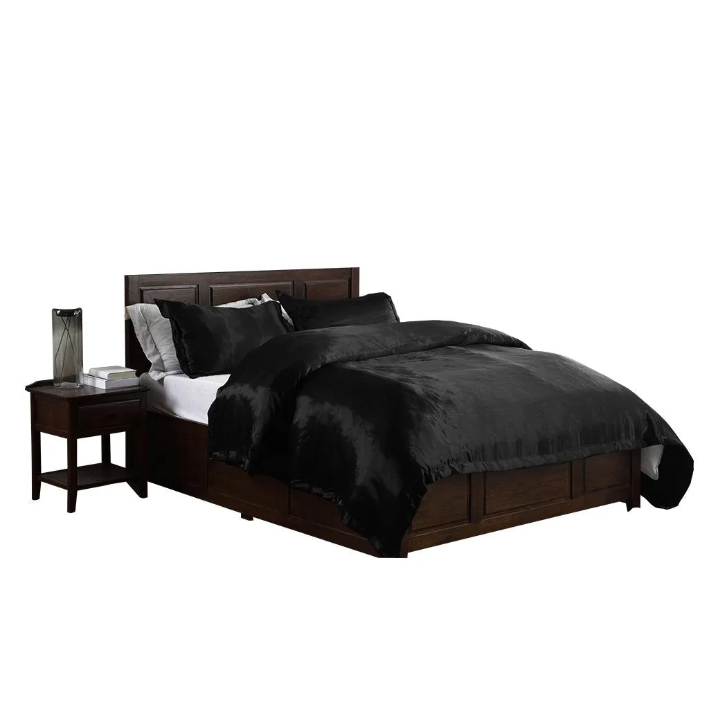 Silk Satin Quilt Duvet Cover Set in Single Size in Black Colour