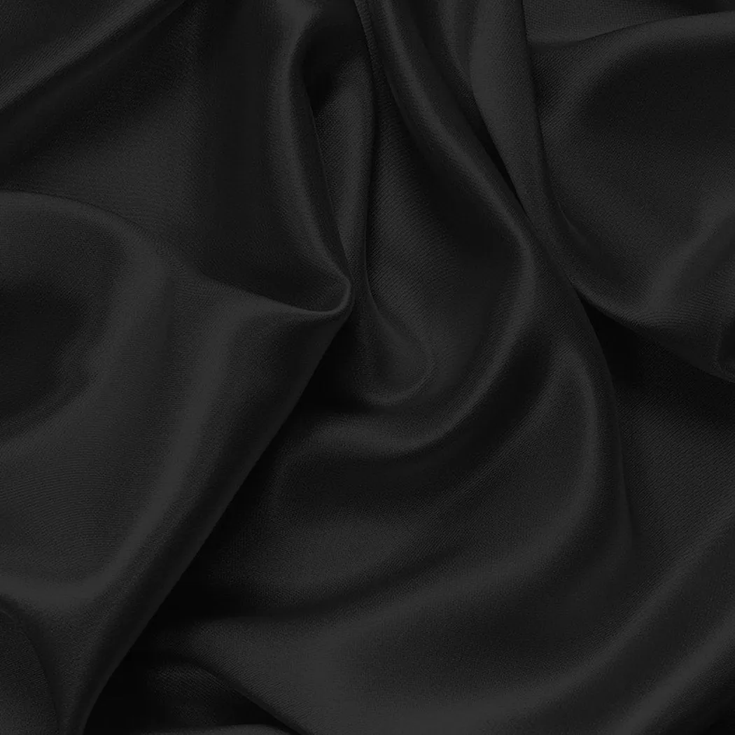 Silk Satin Quilt Duvet Cover Set in Single Size in Black Colour