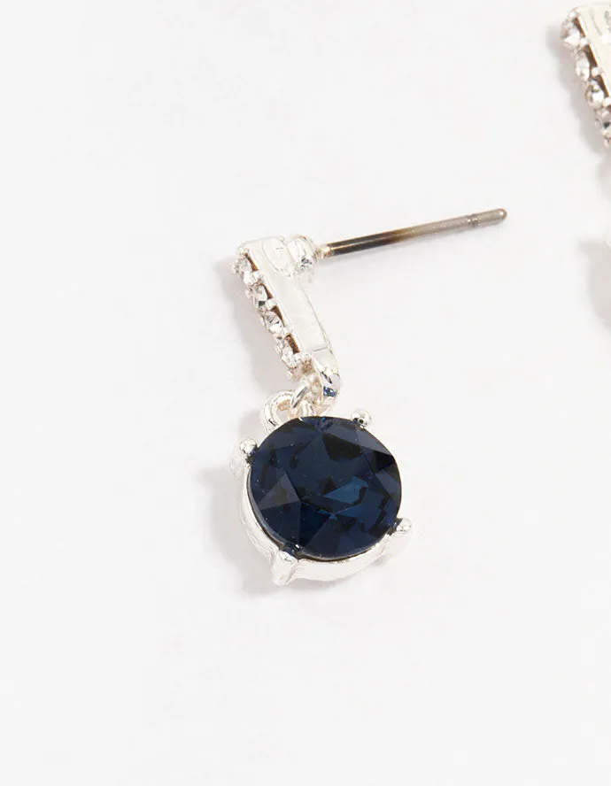Silver Cup Chain Circular Czech Crystal Drop Earrings