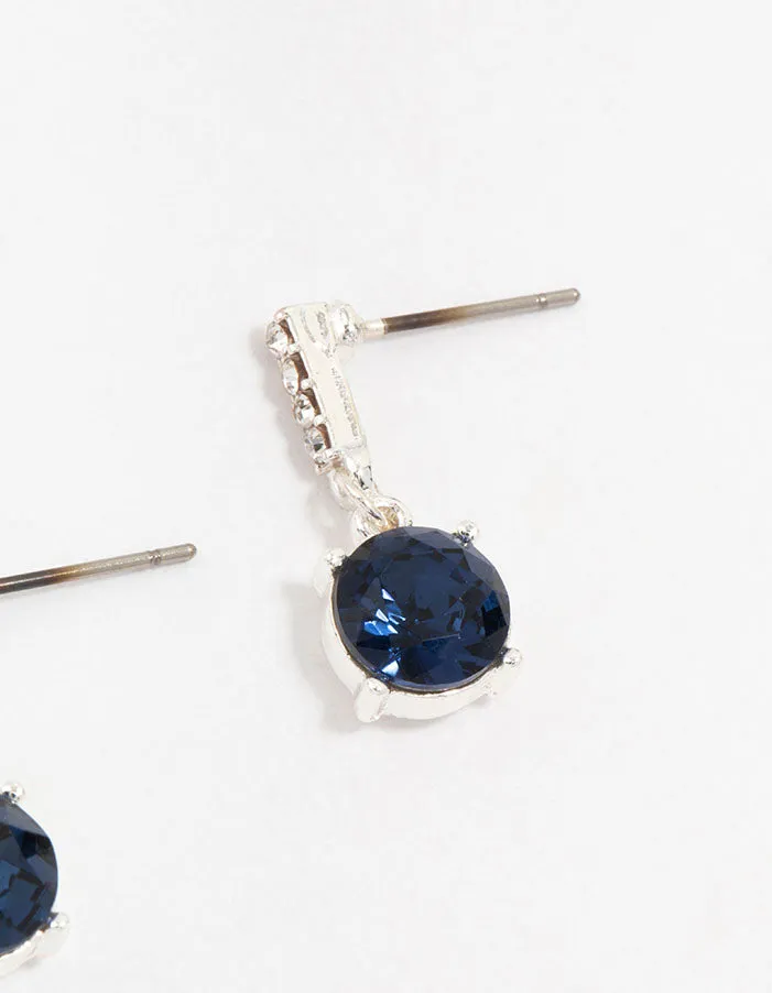 Silver Cup Chain Circular Czech Crystal Drop Earrings