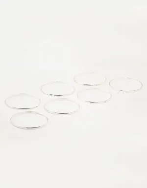 Silver Diamante Inlay & Clean Bangles 7-Pack
