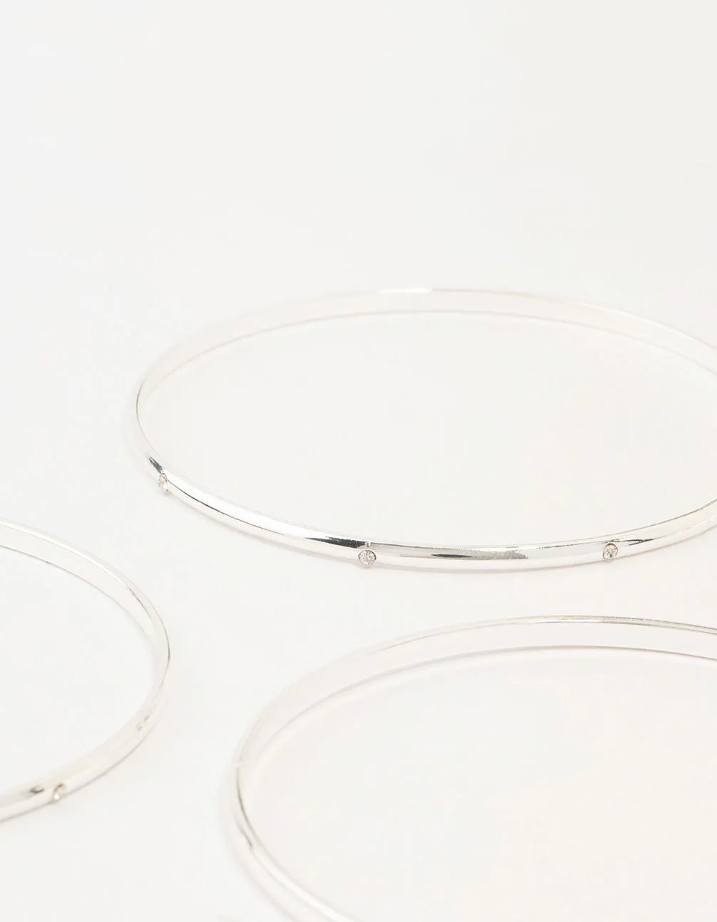 Silver Diamante Inlay & Clean Bangles 7-Pack