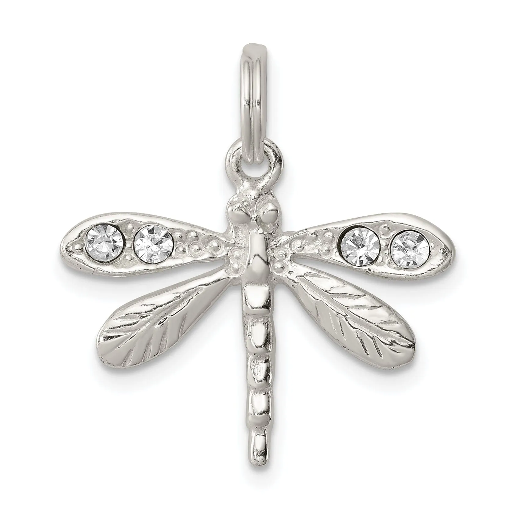 Silver Preciosa Crystal Dragonfly Charm