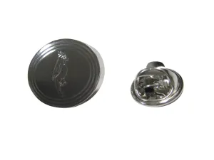Silver Toned Etched Oval Small Tropical Bird Lapel Pin