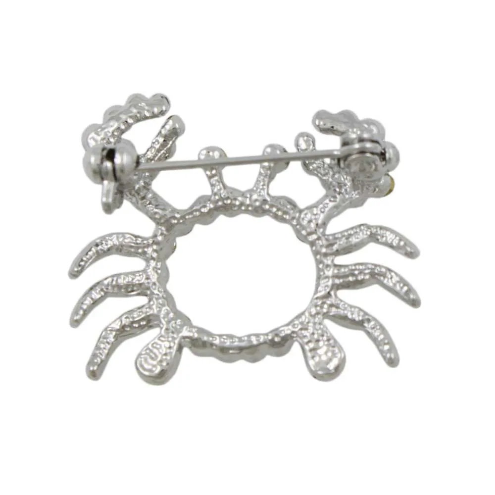 Small Crystal Crab with Black Eyes Brooch Pin - PRS722A