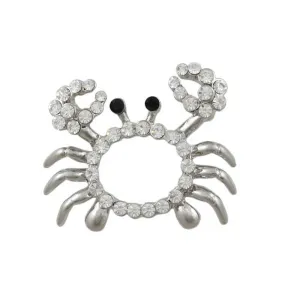 Small Crystal Crab with Black Eyes Brooch Pin - PRS722A