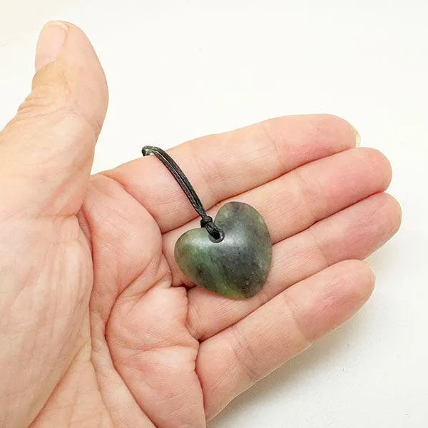 Small Genuine Ngai Tahu Pounamu Greenstone Heart Necklace