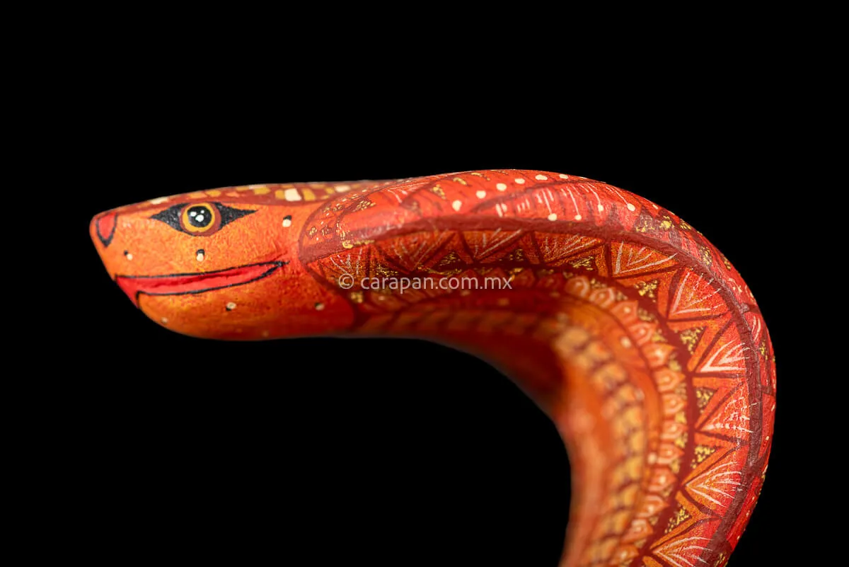 Small Orange Cobra Mexican Wood Carving Alebrije
