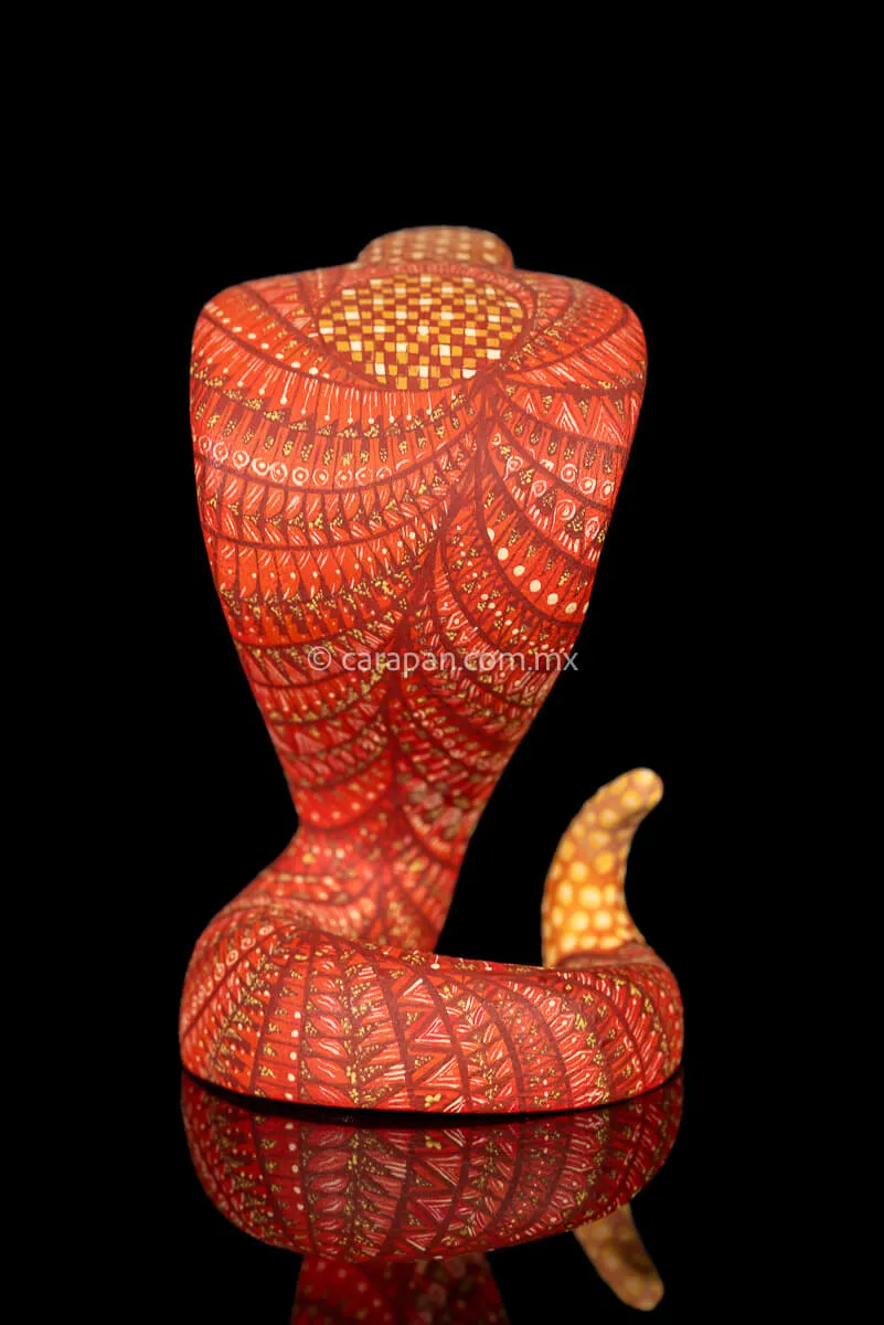 Small Orange Cobra Mexican Wood Carving Alebrije