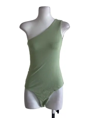 Soft Green Asymmetric Swimwear Bodysuit