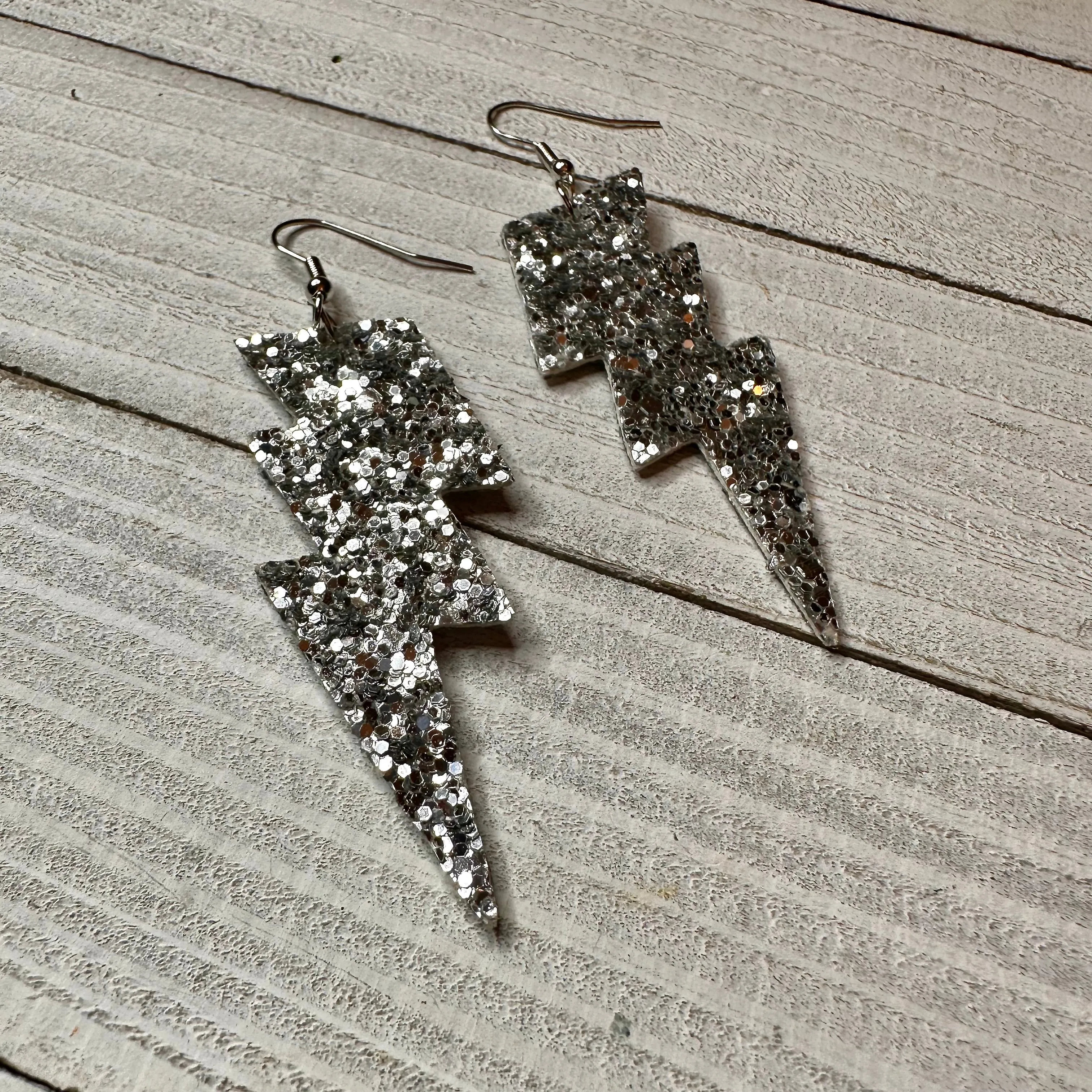 Sparkle Glitter Lightning Bolt Earrings 230-7 | Erika Williner Designs