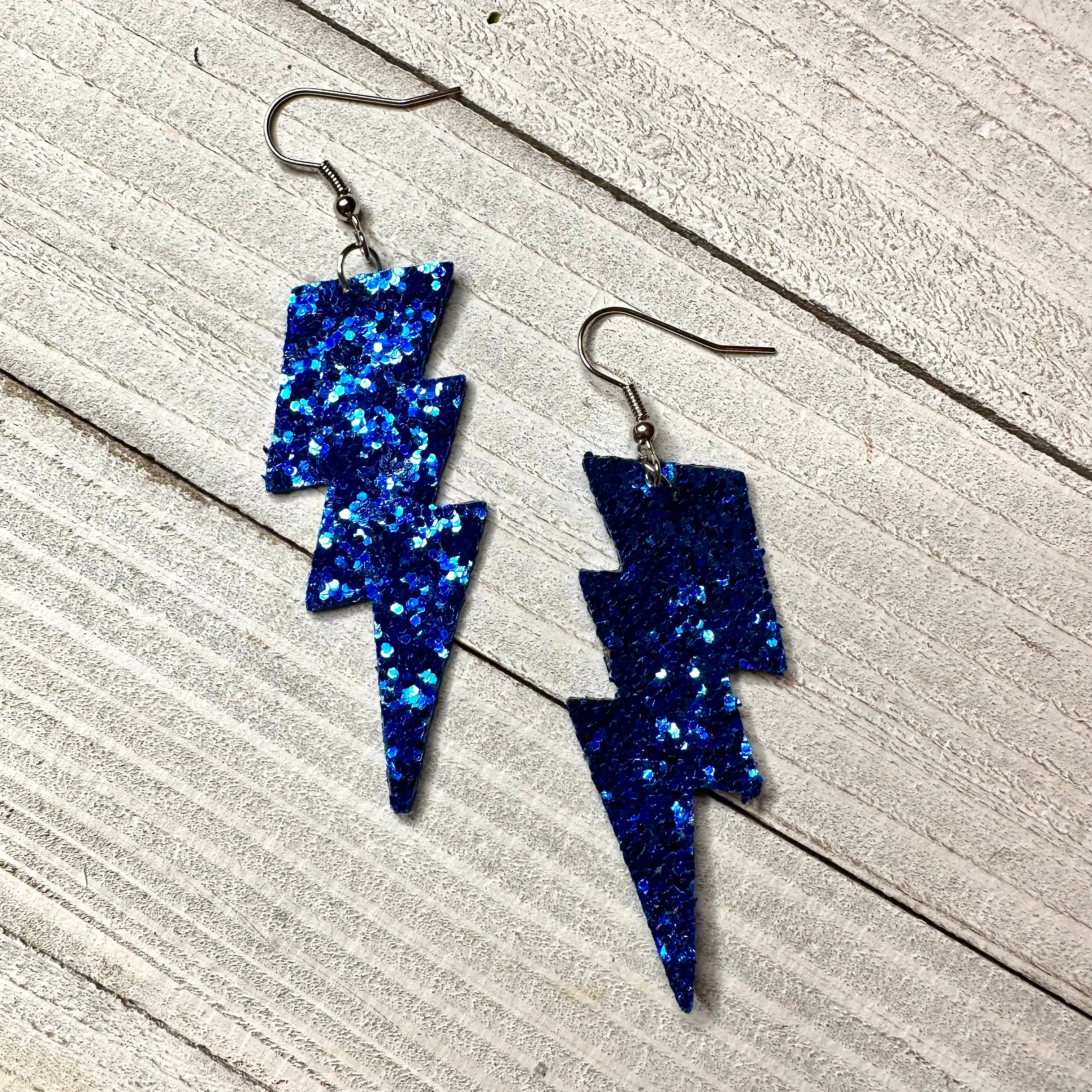 Sparkle Glitter Lightning Bolt Earrings 230-7 | Erika Williner Designs