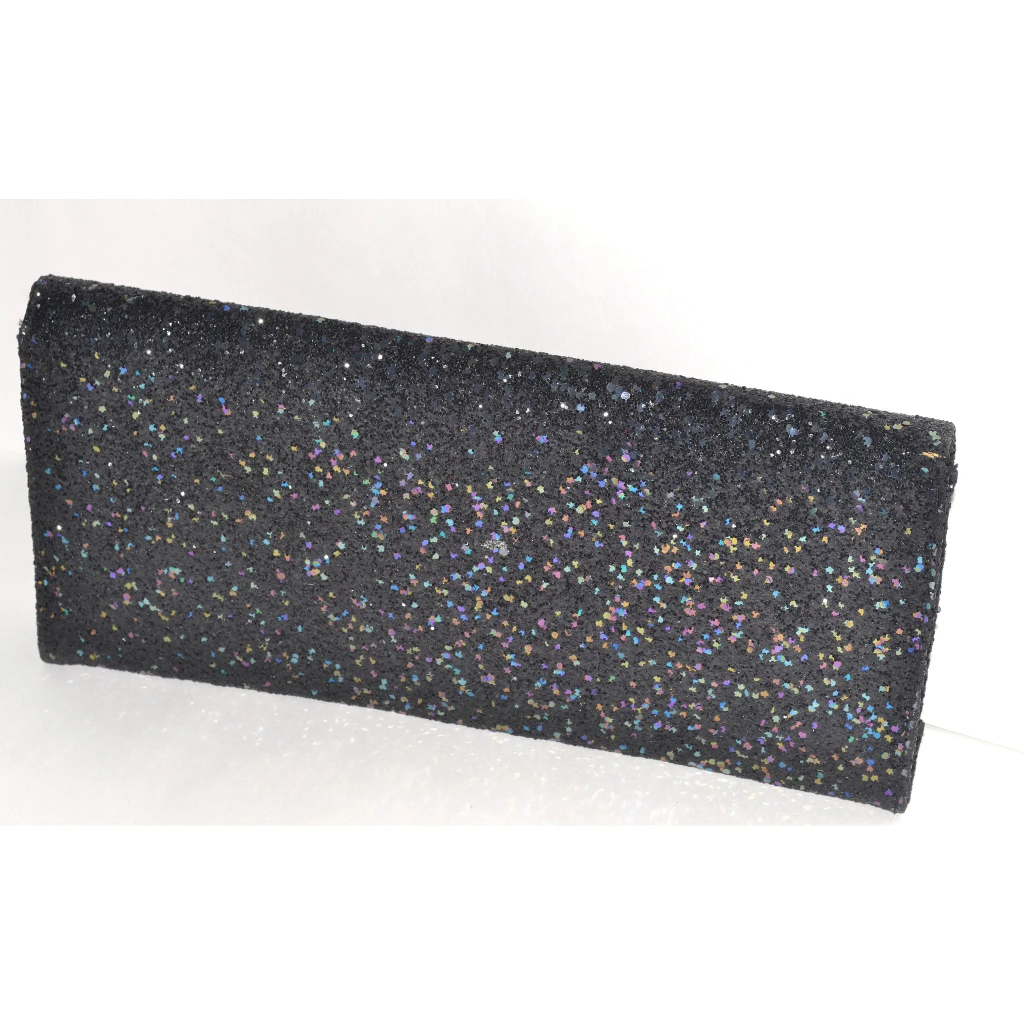 Sparkling Black Glitter Clutch Purse By Lennox