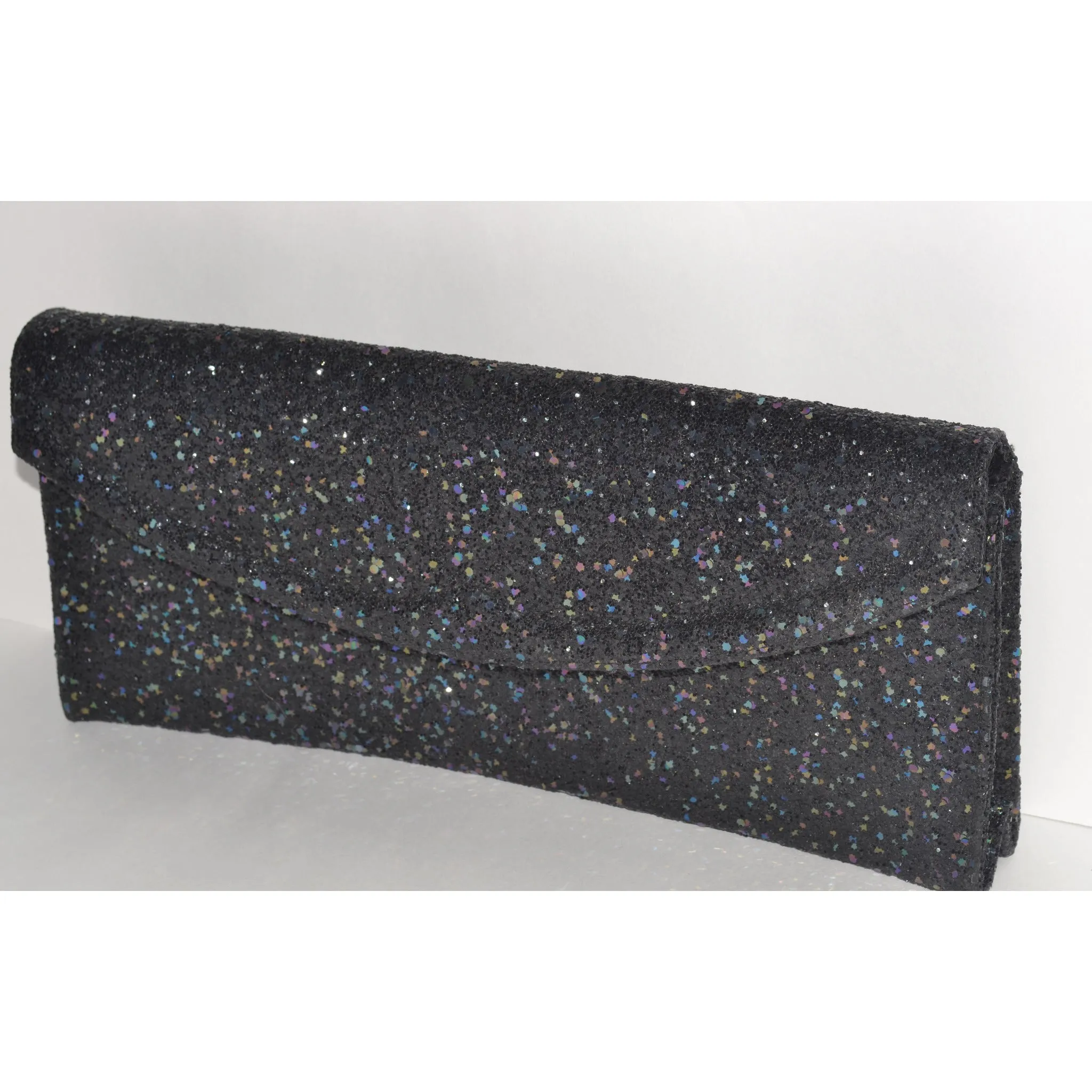 Sparkling Black Glitter Clutch Purse By Lennox